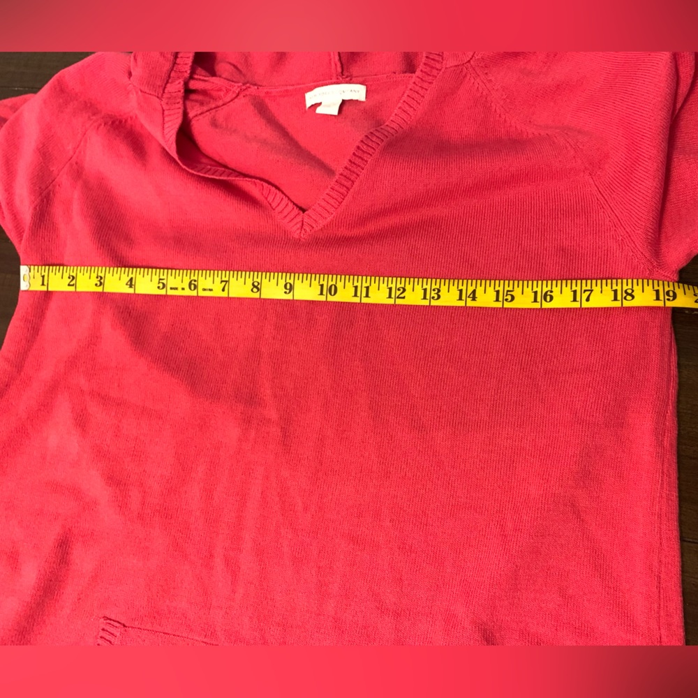 New York & Company Hot Pink Long Sleeve V-neck Pullover Sweater Hoodie Sz: Large - Picture 7 of 11